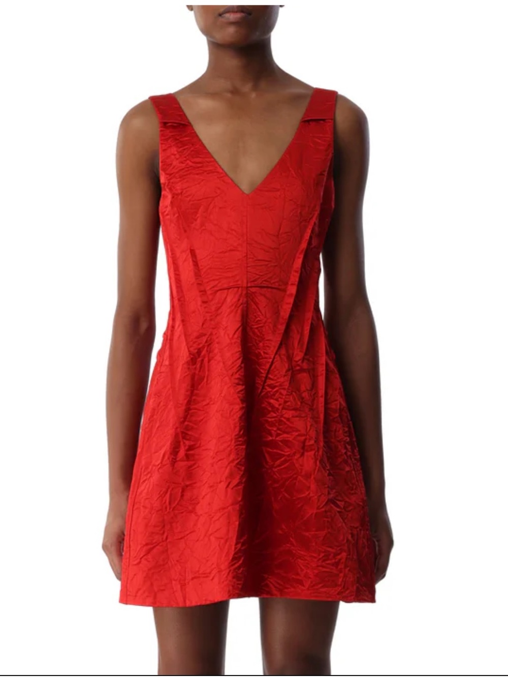 Jason Wu Red Textured V-Neck Sleeveless Mini Dress
